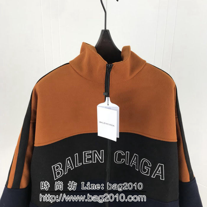 BALENCIAGA巴黎世家 18秋冬 大字母刺繡 毛呢拼接拉鏈外套 保暖舒適 OS寬鬆大版型 男女同款 ydi1942